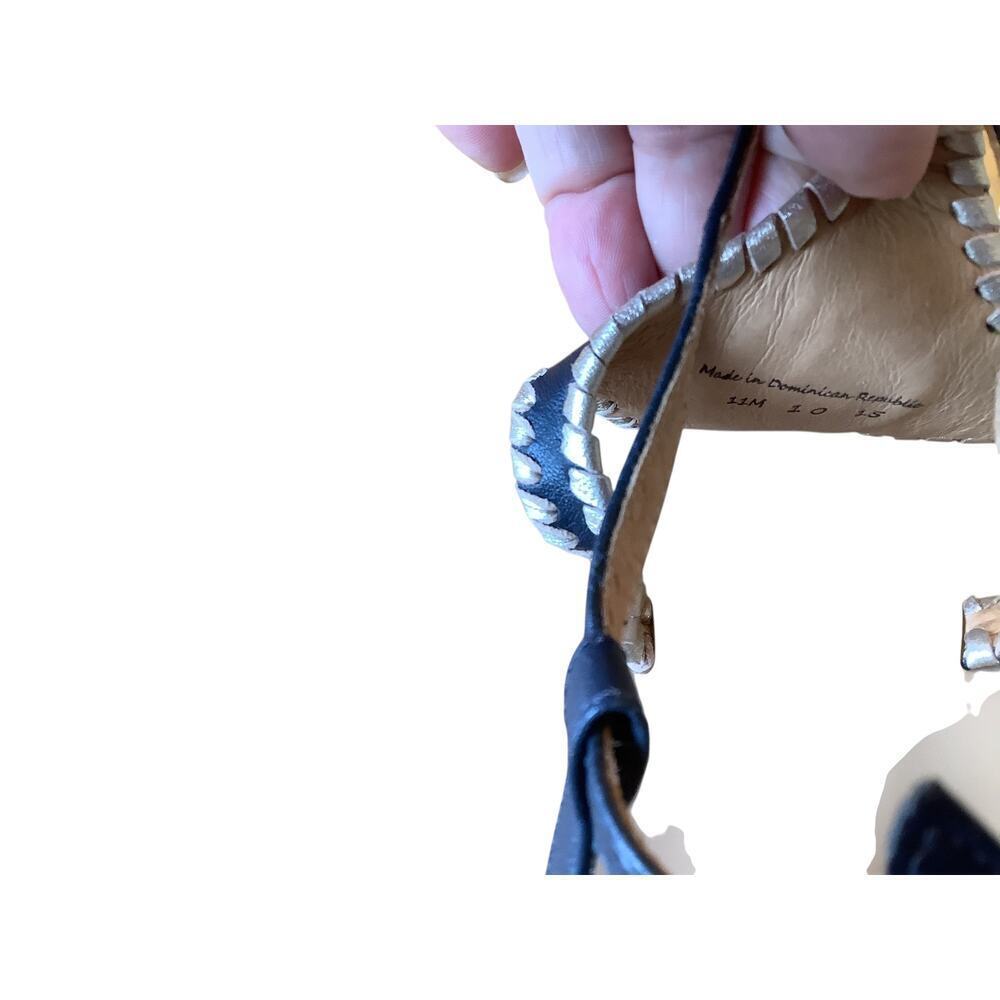 JACK ROGERS “MACI” NAVY BLUE/GOLD WHIPSTICHED SLINGBACK SANDALS 11M - Picture 10 of 11